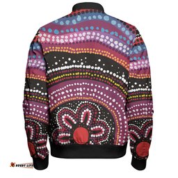 Australia Dot Painting Inspired Aboriginal Bomber Jacket - Aboriginal Color Dot Inspired Bomber Jacket