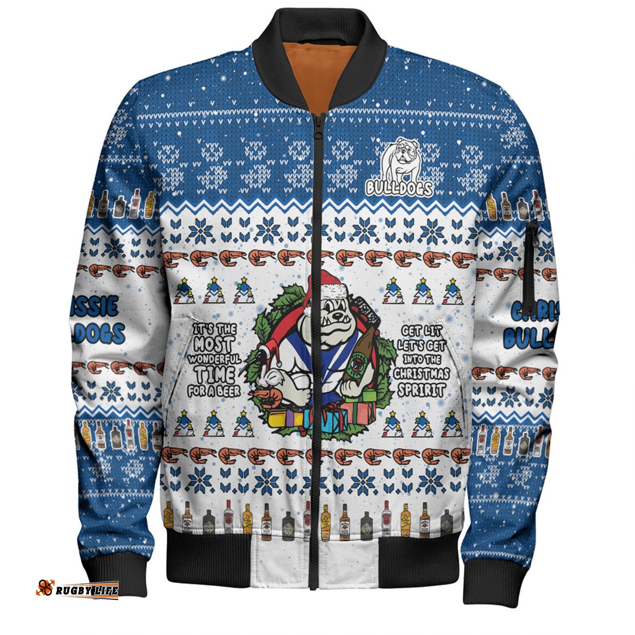Canterbury-Bankstown Bulldogs Christmas Custom Bomber Jacket - Chrissie Spirit Bomber Jacket
