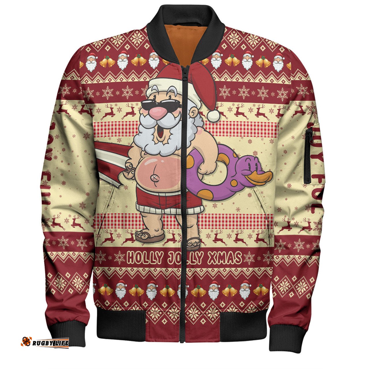 Australia Christmas Custom Bomber Jacket - Aussie Christmas Santa Summer Vibes Bomber Jacket