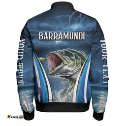 Australia Fishing Custom Bomber Jacket - Jumping Barramundi Fishing Bomber Jacket