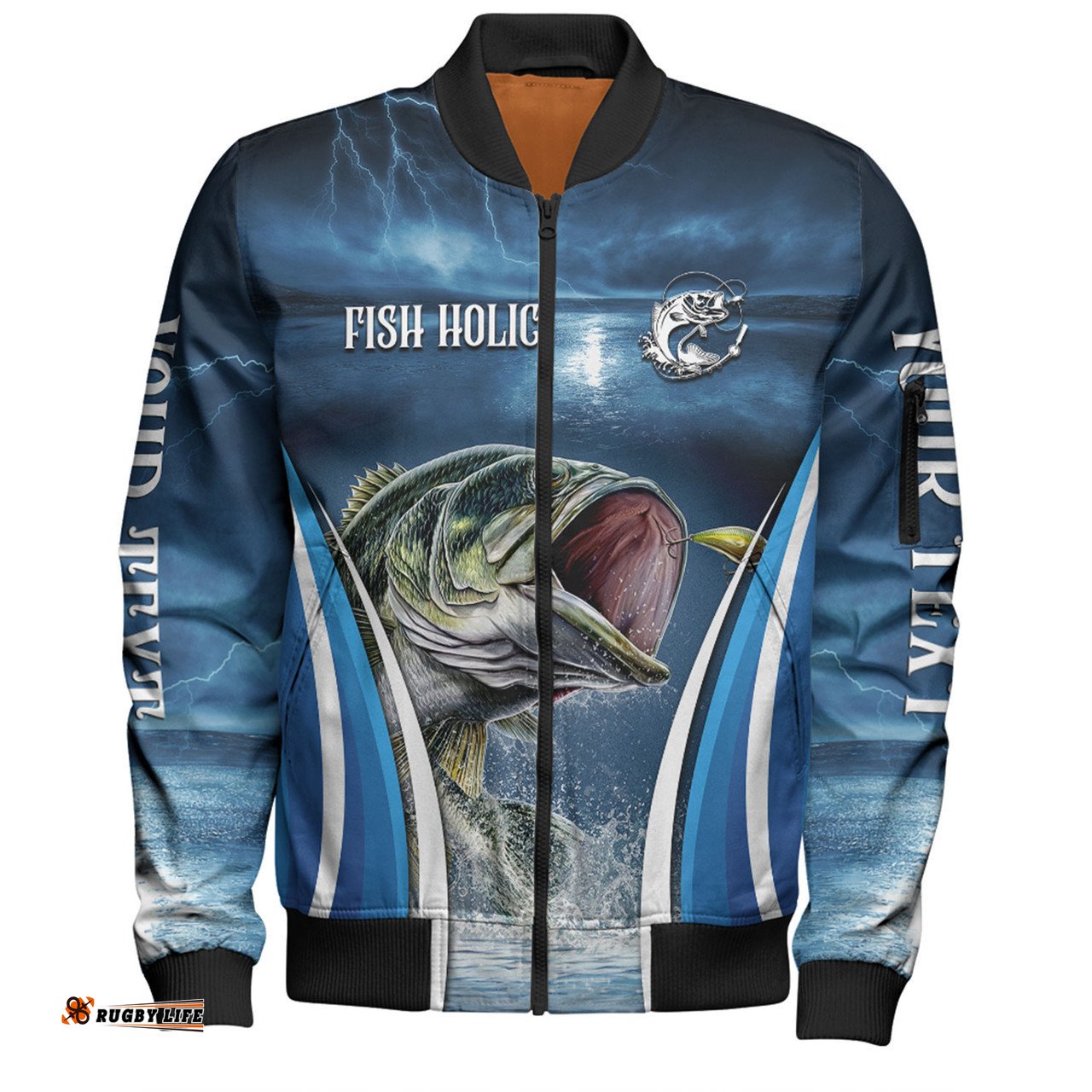 Australia Fishing Custom Bomber Jacket - Jumping Barramundi Fishing Bomber Jacket