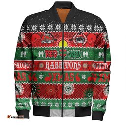 South Sydney Rabbitohs Aboriginal Custom Bomber Jacket - Indigenous Knitted Ugly Xmas Style Bomber Jacket