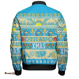 Gold Coast Titans Christmas Aboriginal Custom Bomber Jacket - Indigenous Knitted Ugly Xmas Style Bomber Jacket