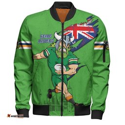 Canberra Raiders Bomber Jacket Custom For Die Hard Fan Australia Flag Scratch Style