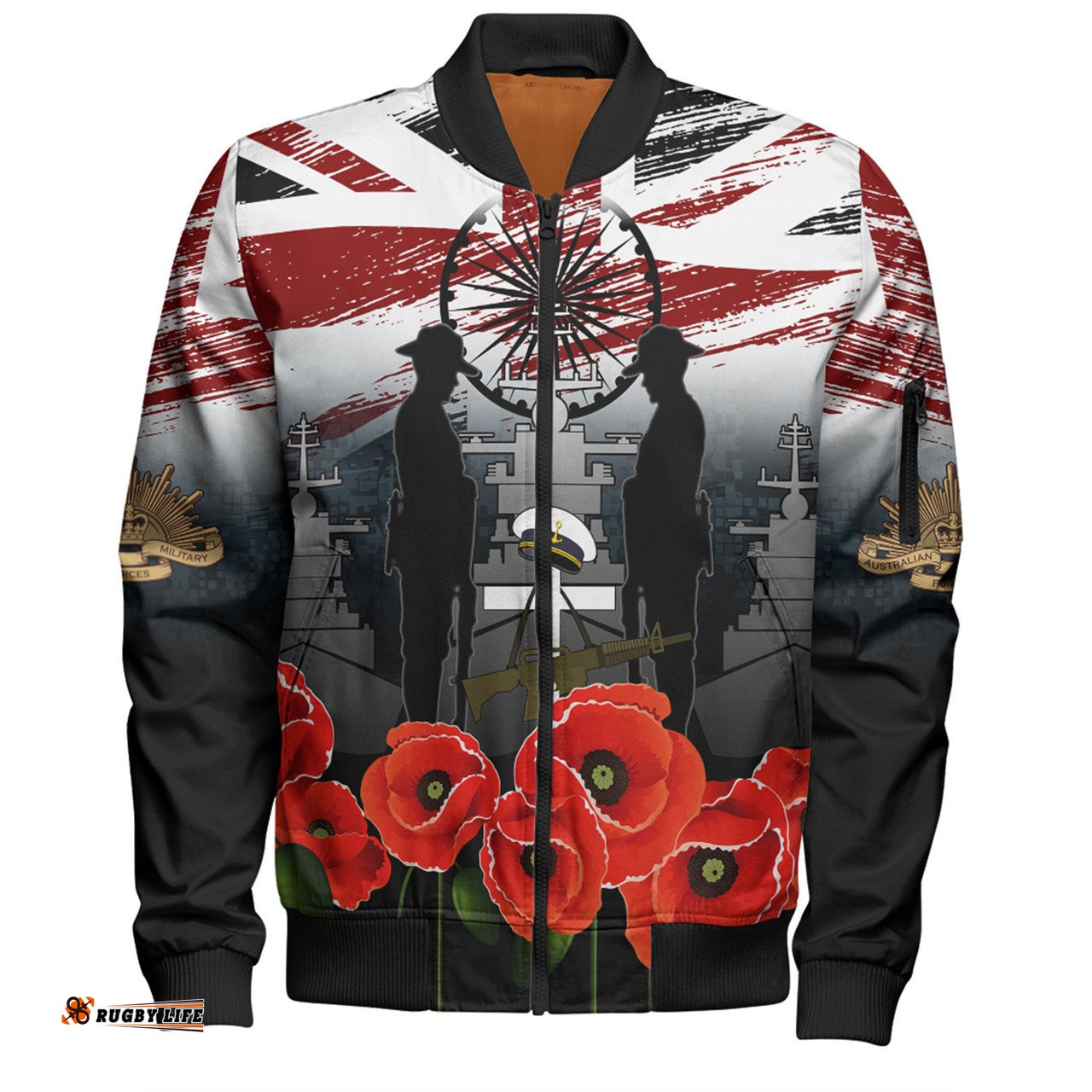 Australia Navy Force Anzac Day Custom Bomber Jacket - We Thank You For Our Freedom Bomber Jacket