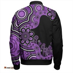 Australia Bomber Jacket Aboriginal Indigenous Dot Painting Purple