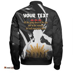Australia Anzac Day Custom Bomber Jacket - Lest We Forget With Black Camouflage Pattern Bomber Jacket