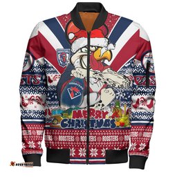 Sydney Roosters Christmas Custom Bomber Jacket - Easts Rooster Santa Aussie Big Things Bomber Jacket