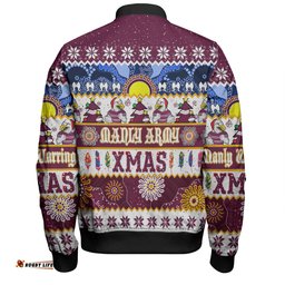 Manly Warringah Sea Eagles Christmas Aboriginal Custom Bomber Jacket - Indigenous Knitted Ugly Xmas Style Bomber Jacket