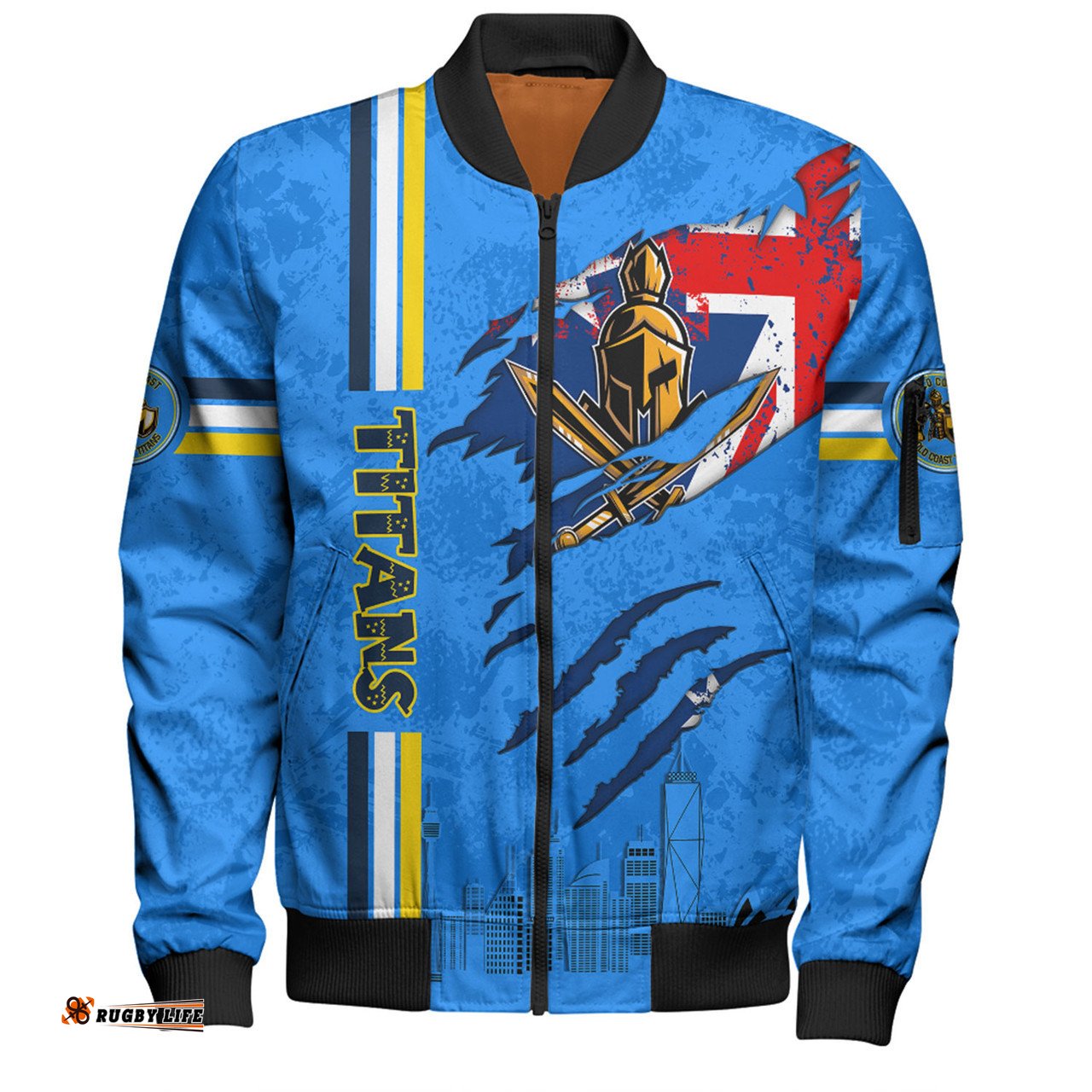 Gold Coast Titans Bomber Jacket - Happy Australia Day Flag Scratch Style
