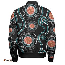 Australia Dot Painting Inspired Aboriginal Bomber Jacket - Aboriginal Green Dot Patterns Art Painting Bomber Jacket