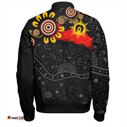 Australia Bomber Jacket Aboriginal Indigenous Dot Painting With Flag