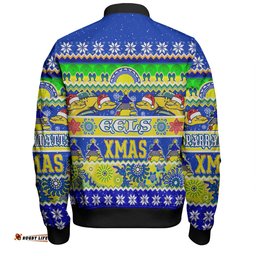 Parramatta Eels Christmas Aboriginal Custom Bomber Jacket - Indigenous Knitted Ugly Xmas Style Bomber Jacket