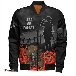 Australia Bomber Jacket Lest We Forget Hat And Boots Design Poppy Flower