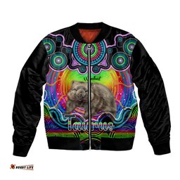 Personalised Australia Taurus Wombat Zodiac Bomber Jacket Auz Astrology Aboriginal - Rainbow