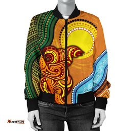 Women's Bomber Jacket - Australian Aboriginal Dot Painting Koala