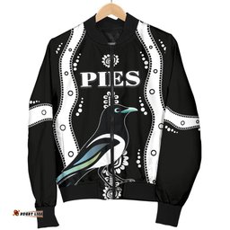 Collingwood Bomber Jacket For Women Pies Indigenous - Black