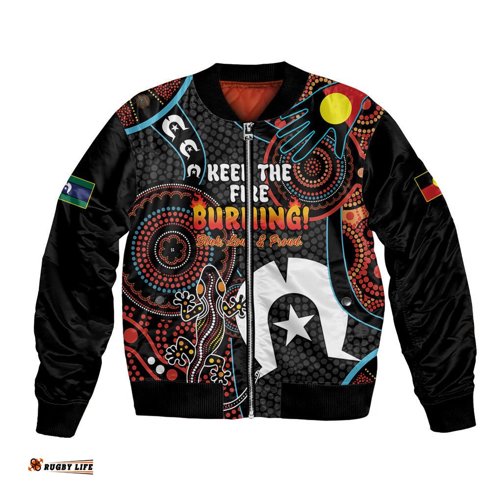 NAIDOC Week 2024 Bomber Jacket Keep The Fire Burning Indigenous Art