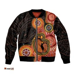 Australia Mothers Day Bomber Jacket Mom And Baby Footprint Indigenous