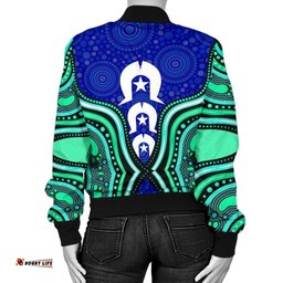 Torres Strait Women's Bomber Jacket - Torres Strait Symbol And Aboriginal Patterns