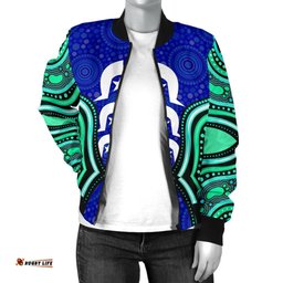 Torres Strait Women's Bomber Jacket - Torres Strait Symbol And Aboriginal Patterns