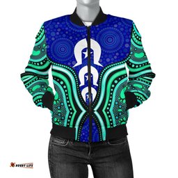Torres Strait Women's Bomber Jacket - Torres Strait Symbol And Aboriginal Patterns