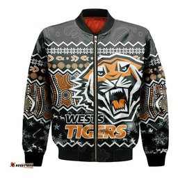 Wests Tigers Aboriginal Christmas Vibe Black Version Bomber Jacket