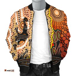 Men's Bomber Jacket - Australian Aboriginal Sun and Emu