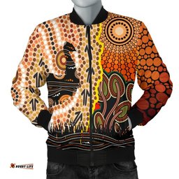 Men's Bomber Jacket - Australian Aboriginal Sun and Emu