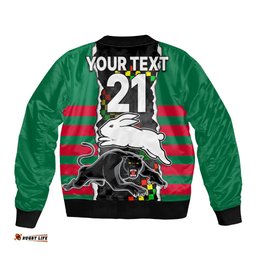 Custom Text And Number NRL Combine Rabbitohs and Panthers Bomber Jacket
