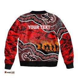 Custom Personalised Anzac Day NRL - Dolphins Bomber Jacket Aboriginal Lizard Patterns