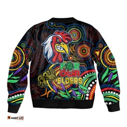 Roosters Rugby Aboriginal Art Bomber Jacket NAIDOC Indigenous Tribal
