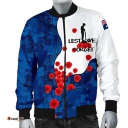 Anzac Lest We Forget Men's Bomber Jacket - Australian Flag Blue