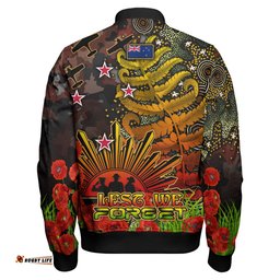 Warriors Rugby Bomber Jacket - Custom Anzac Warriors with Remembrance Poppy and Indigenous Patterns Bomber Jacket RLT13