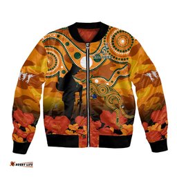 Wallabies Rugby ANZAC Bomber Jacket Aboriginal Camouflage Lest We Forget