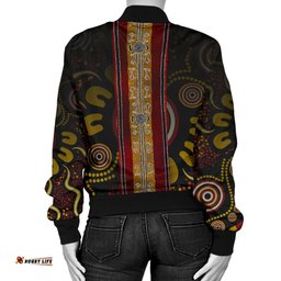 Women Bomber Jacket - Aboriginal Dot Panting Art Stripe Lines