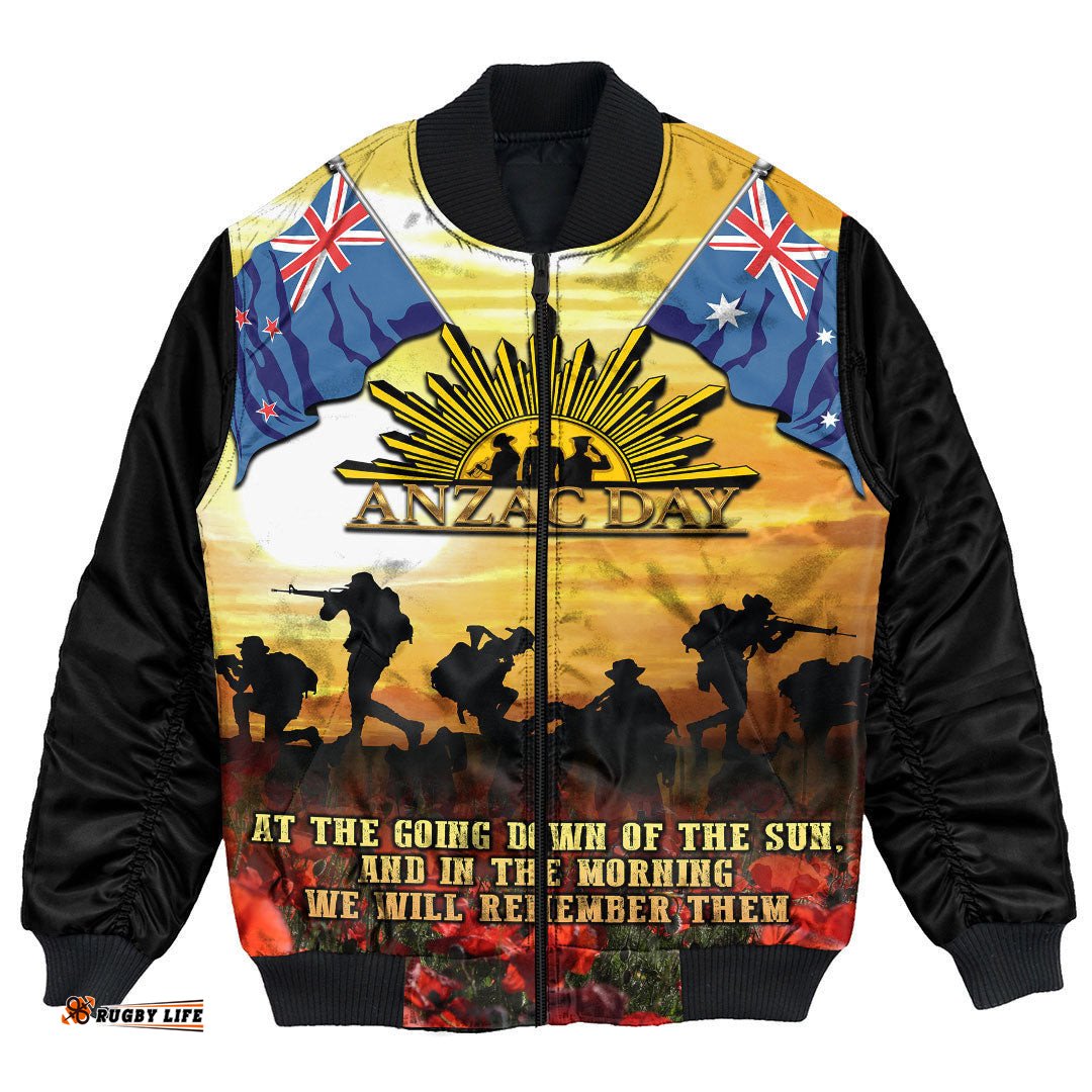 Anzac Day Soldier Going Down of The Sun Bomber Jacket