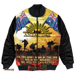 Anzac Day Soldier Going Down of The Sun Bomber Jacket