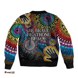Australia LGBTQ+ History Month Bomber Jacket Indigenous Rainbows Pride Be You