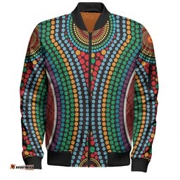 Australia Dot Painting Inspired Aboriginal Bomber Jacket - Dot Color In The Aboriginal Style Bomber Jacket