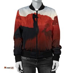 Women's Bomber Jacket - Australian Nature with Emu and Kangaroo