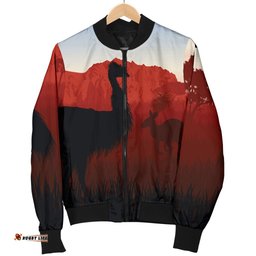 Women's Bomber Jacket - Australian Nature with Emu and Kangaroo