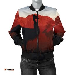 Women's Bomber Jacket - Australian Nature with Emu and Kangaroo