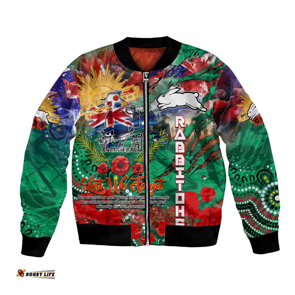 Personalised Australia Rugby Rabbitohs ANZAC Bomber Jacket South Sydney Scratch Style