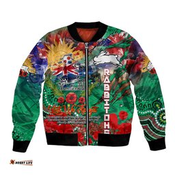 Personalised Australia Rugby Rabbitohs ANZAC Bomber Jacket South Sydney Scratch Style