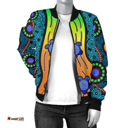 Women's Bomber Jacket - Aboriginal Turtle