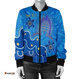 Torres Strait Personalised Women's Bomber Jacket - Dhari And Turtle