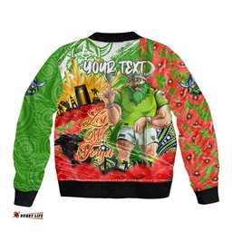 Personalised Mascot Raiders ANZAC Bomber Jacket Lest We Forget
