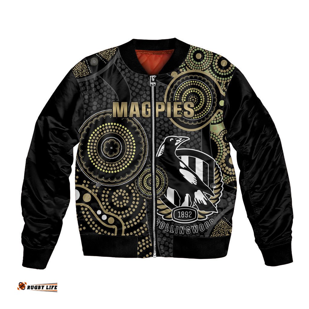 Custom AFL Collingwood Bomber Jacket Indigenous Magpies Dynamic Version
