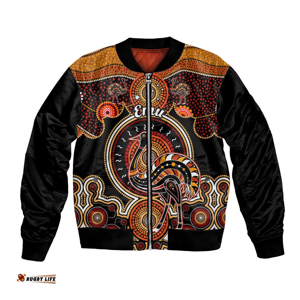 Personalised Australian Astrology Bomber Jacket Aboriginal Emu Zodiac Sign